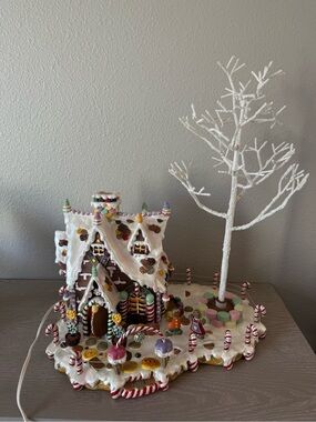 Vtg Costco Gingerbread House & Candy Tree Light Up Candy